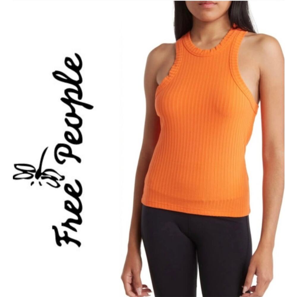NEW Free People Movement Ribbed Tank Neon Orange Small Activewear